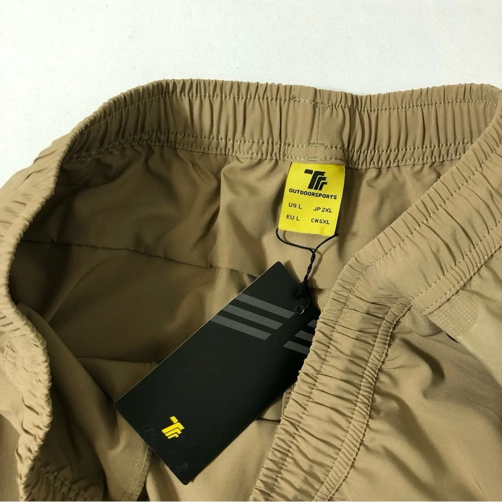 Travels Together By You Ruched Drawstring Waist Pocket Lightweight Khaki Pants L